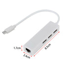 Type-c to RJ45 Ethernet Adapter 3 Ports USB Hub For MacBook Pro Air Chromebook