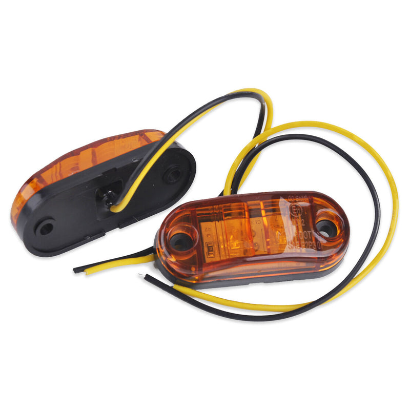 10 2 LED Amber Side Marker Light Clearance Lamp fit for Trailer Truck Boat Lorry