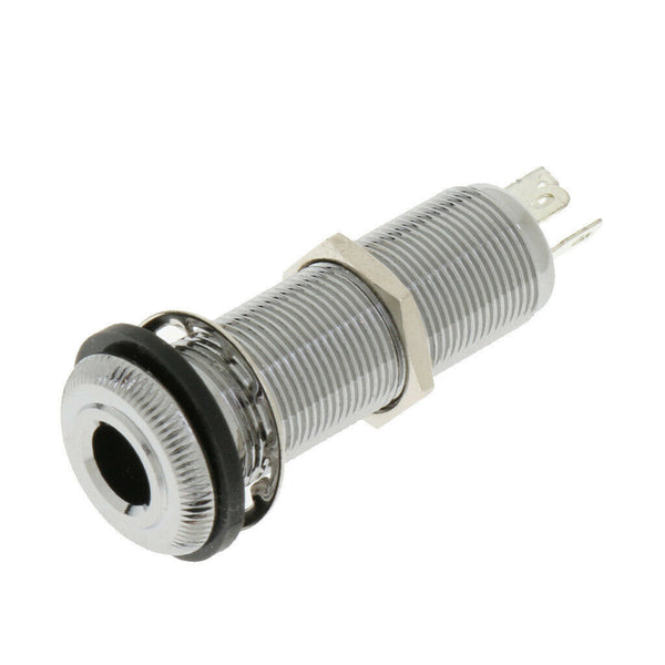 Guitar Bass Pickup Threaded Cylinder 6.35mm Jack Output Socket Chrome