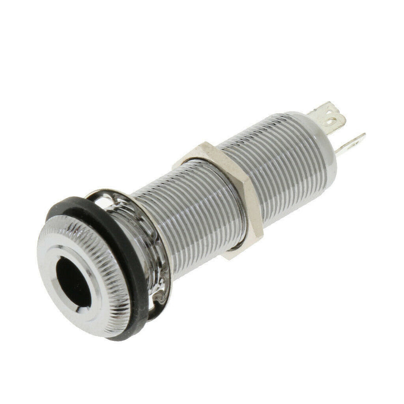 Guitar Bass Pickup Threaded Cylinder 6.35mm Jack Output Socket Chrome