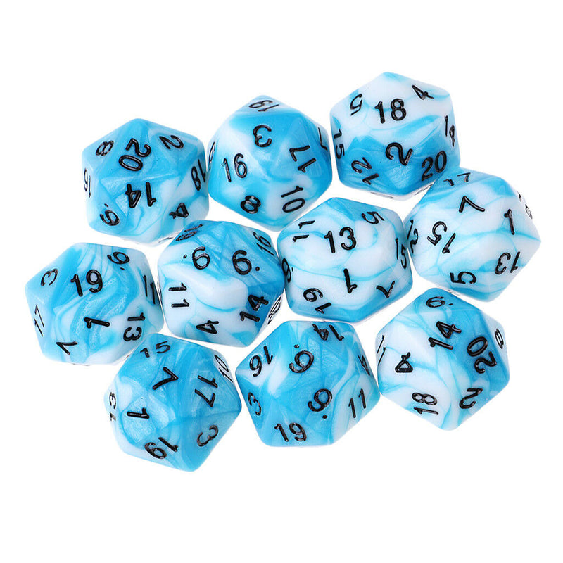 Set of 20 Colorful D20 Dice for D&D RPG Game 20 Sided 14mm