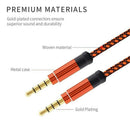Orange 1.5 meter high-grade braided metal audio cable 3.5 mm AUX audio cabl F2Y2