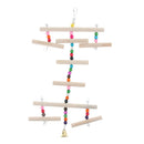 Parrot Bird Wooden Ladder Perch Toys Small Beads Varicolored