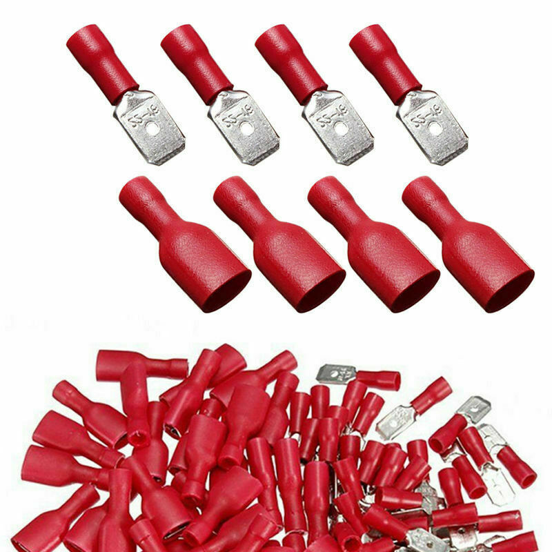 100Pcs Female&Male Spade Insulated Connectors Crimp Electrical Wire Terminal
