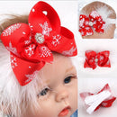 Christmas Baby Girls Toddler Bow Feather Headband Snow Flower Girl Headwear NEW.