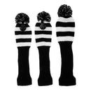 3Pcs Pom Pom Knit Headcover Long Neck Woods Head Cover Protective Case White