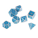 7Pcs Zinc Alloy Polyhedral Dice for D&D TRPG Board Game Party Fun Toys Blue