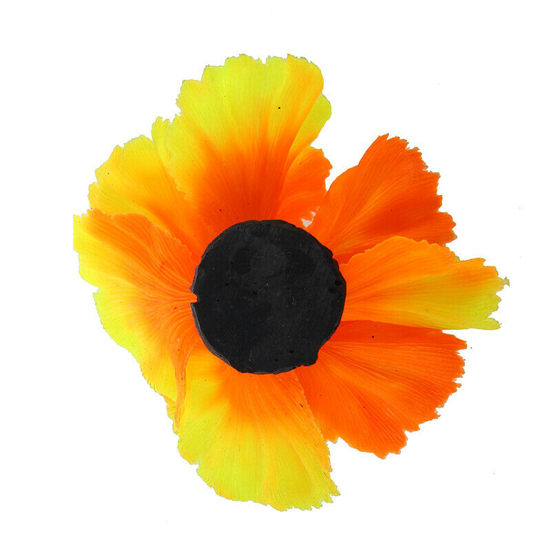 Aquarium Fish Tank Soft Artificial Sea Plant Anemone Ornament Orange