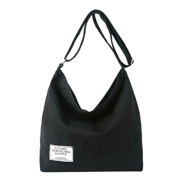 Canvas Crossbody Shoulder Bags Women Totes Casual Messenger Handbags (Black