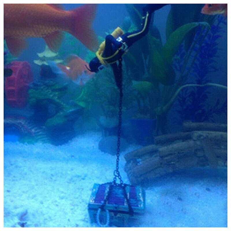 treasure Treasure hunter Diver Decoration for Aquarium Fish Tank Black C1V4