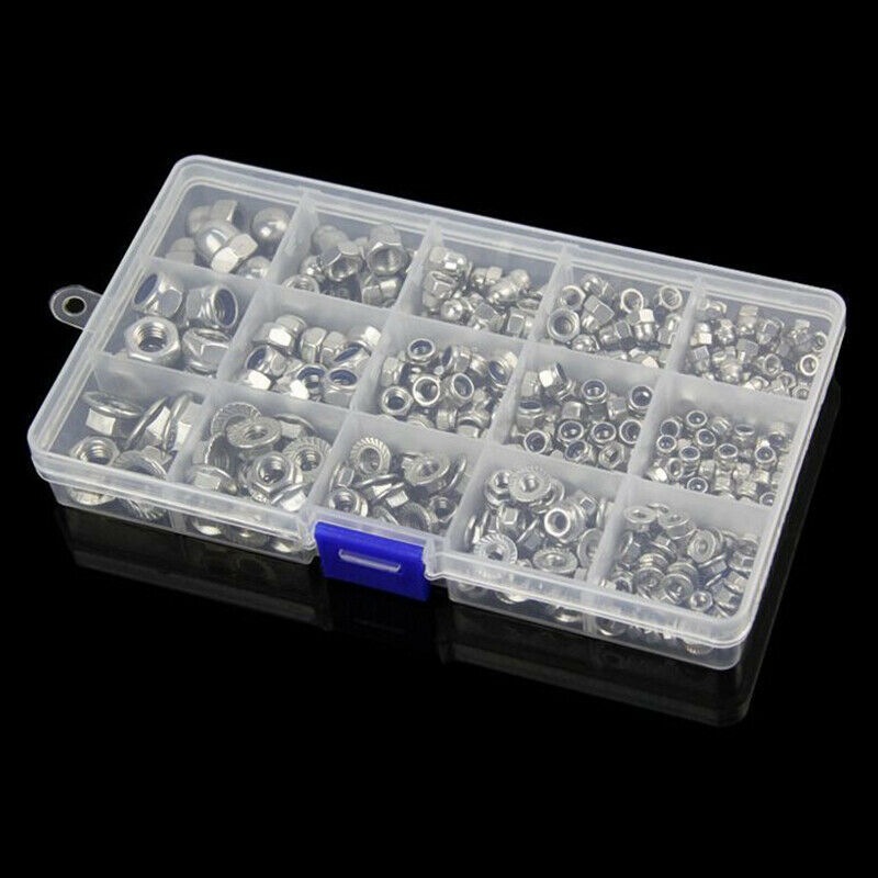 1set 304 Hex Nut Sets Household Nylon Lock/Cover Decoration/Flange Nuts 385 Z3E6
