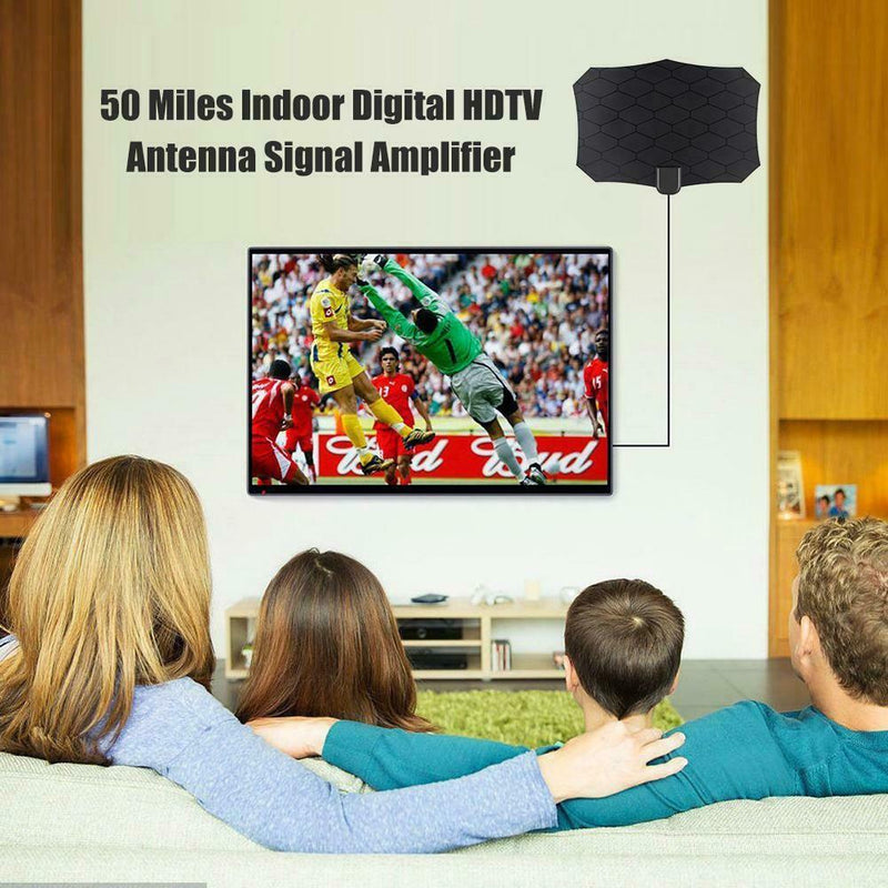 50 Miles Indoor Digital HDTV Antenna Signal Amplifier Booster TV Aerial