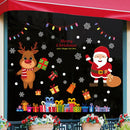 4pcs Merry Christmas Window Glass Stickers Santa Claus Snowflake Elk Decals