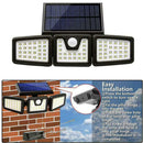 74 LED Motion Sensor Solar Light Security Light 3 Head Spotlight Lamp X0I5