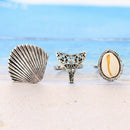 3 Pcs/Set Women Carved Sea Shell Ring Set Knuckle Rings Boho Beach Jewelry  D9Y6