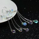 Crystal Charm Rhinestone Bride Earrings Long Tassel Ear Stud Dangle Earrings