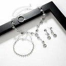 Fashion Wedding Jewelry Rhinestone Crystal Necklace Earrings Bracelet Ring Set ^