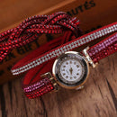New Fashion Luxury Rhinestone Bracelet Watch Women Quartz Watch Red A