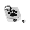Stainless Steel Paw Printed Pet Cremation Pendant Dog Cat Urn Holds Ashes