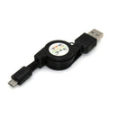 Black Micro Android USB 2.0 B Retractable Data Sync Charger Cable Cord  Phone