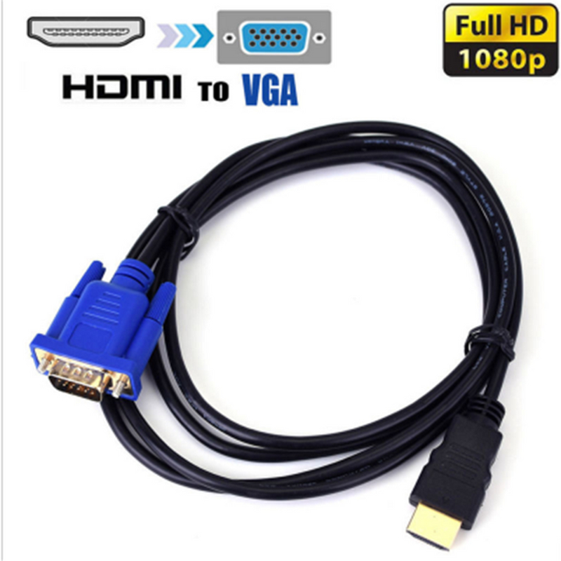 1.8M Black HDTV HDMI Male to VGA adapter Cable connector cable for PC TV Hot 1PC