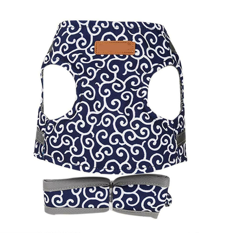 Japanese Style Pet Dog Harness Vest Outdoor Walking Leash Set (Blue S) A