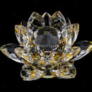 Mini Crystal Lotus Flower Ornaments Crafts Home Office Desktop Decor Yellow