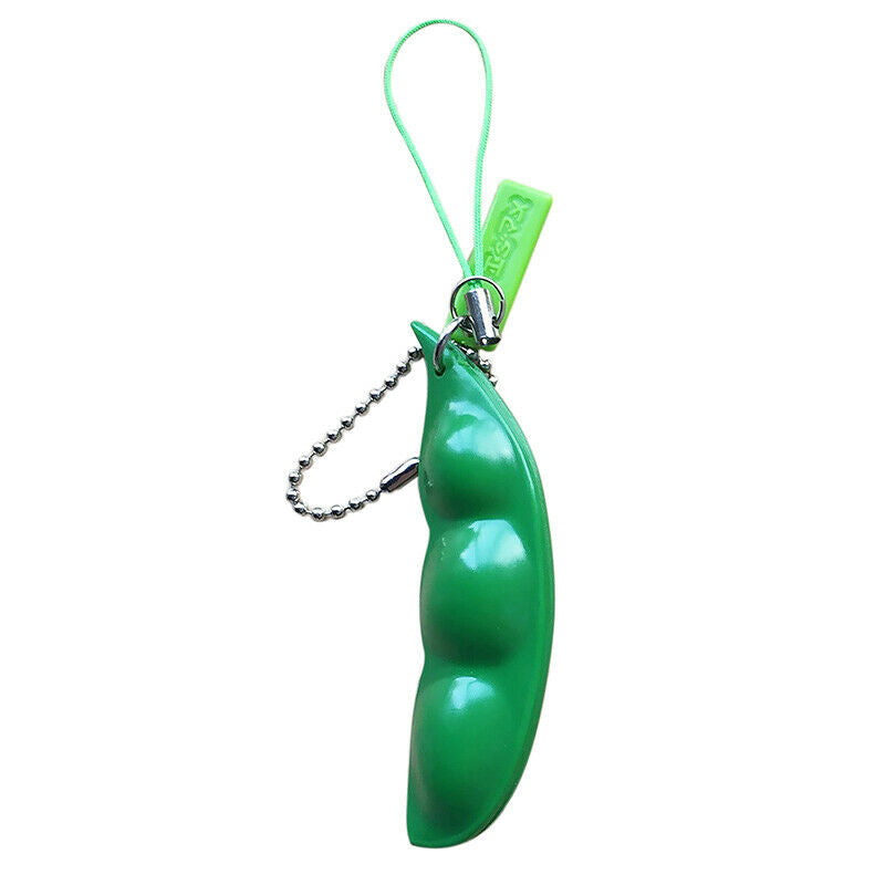 3 Pack Squeeze-a-Bean Puchi Puti Mugen Edamame Keychain Keyring Extrusion B S5B4
