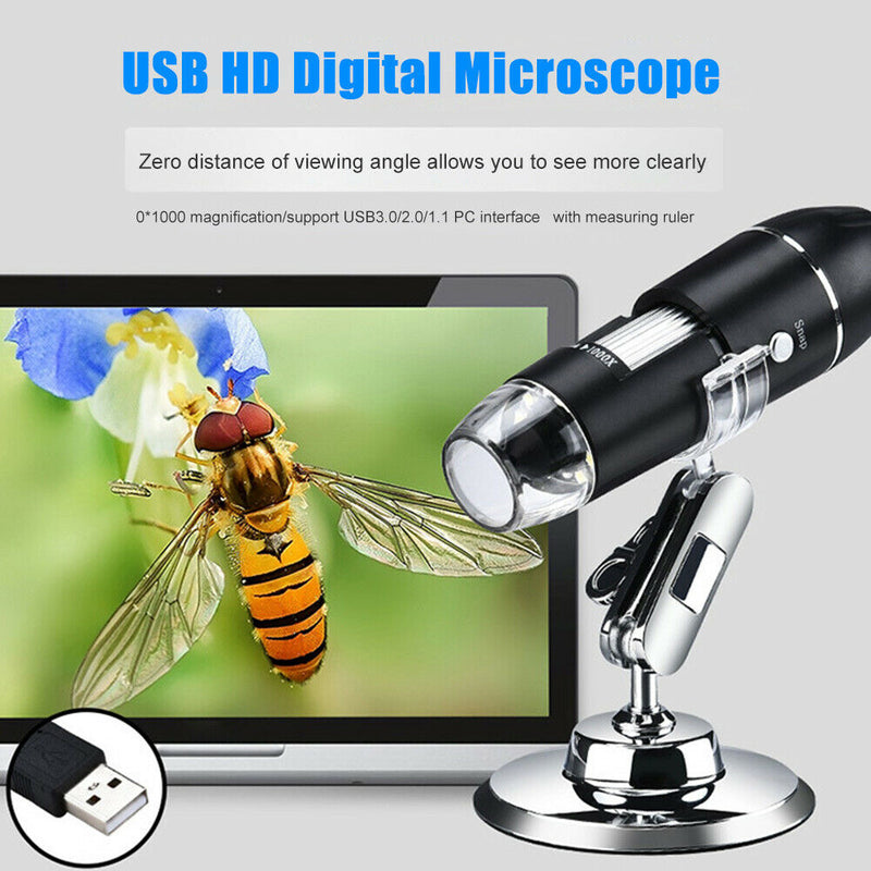 1000X USB LED Microscope Handheld Portable Digital Magnifier Camera w/Stand A