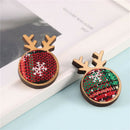 5pcs Christmas Wooden Deer 25mm Round Brooch Base Cabochon Blank Tray with P -Q