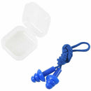 Blue Stretchy String Silicone Swim Ear Plugs w Storage Case O4W1