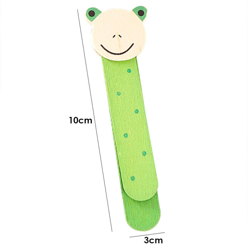 Cute Cartoon Wood Bookmark Book Page Paper Clip Student Stationery Supplies