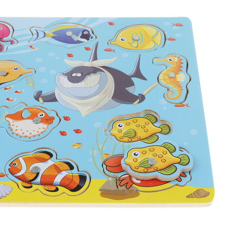 Magnetic Fishing Game & Ocean Board Animal Puzzle Developmental Wooden Pretend
