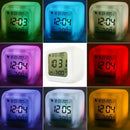 LED 7 Color  Glowing Change Digital Glowing Alarm Thermometer Clock Cube