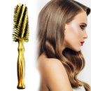 Bristle Hair Curling Brush Wooden Round Comb Hairstyling Magic Curl Brush