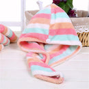 Cap Hair Rainbow Color Thick Dry Hair Wrap Towel Cap Coral Fleece Dry Hair Towel
