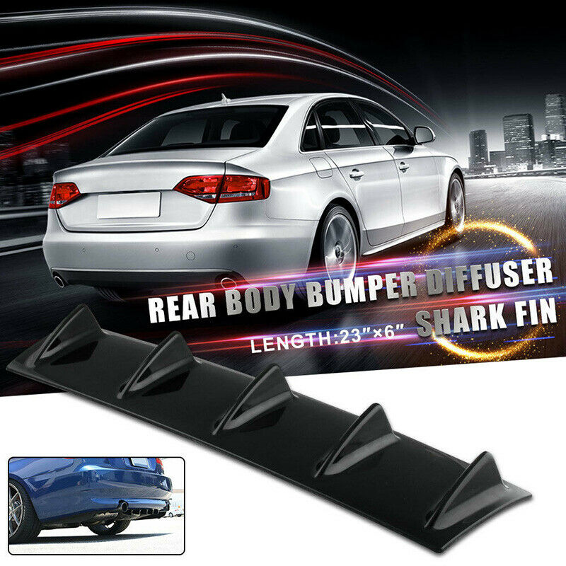 Shark Fin 5 Wing Lip Diffuser 23"x 6" Rear Bumper Chassis Black ABS Univer FT