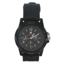 Men Gents Sports Black canvas Band Big Dial Quartz Wrist Watch [Watch]