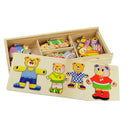 Wooden Baby Child Bear Changing Clothes Male Girl Baby Puzzle Three-Dimensi D7F4