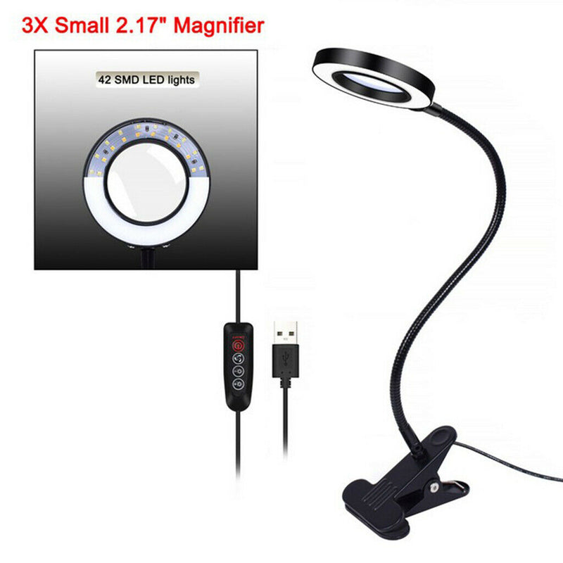 Third Helping Hand Soldering Tool 3X Magnifying Glass USB LED Lamp Desk Clamp