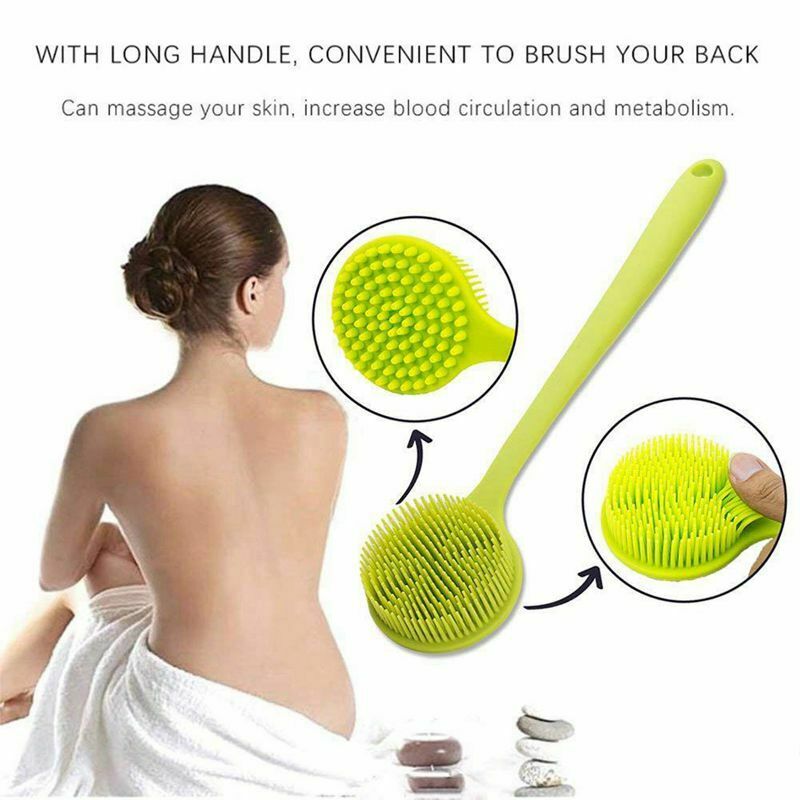 Back Brush, Silicone Body Brush Double Sided Brush, Long Handle Anti-slip S Y4F4