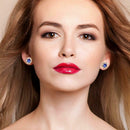 5pairs/set Rhinestone Oval Heart Ear Stud Women Round Earrings Jewelry Gift A