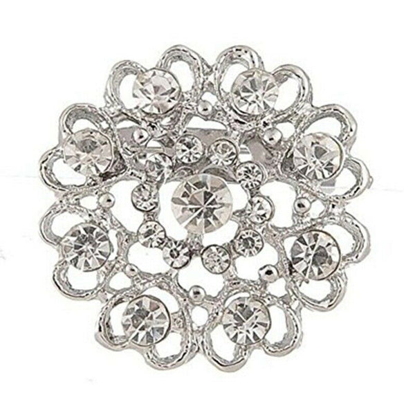 1 x Fashion Elegant Diamond Hollow Diamond-studded Heart Wedding Bridal Bro X6R9