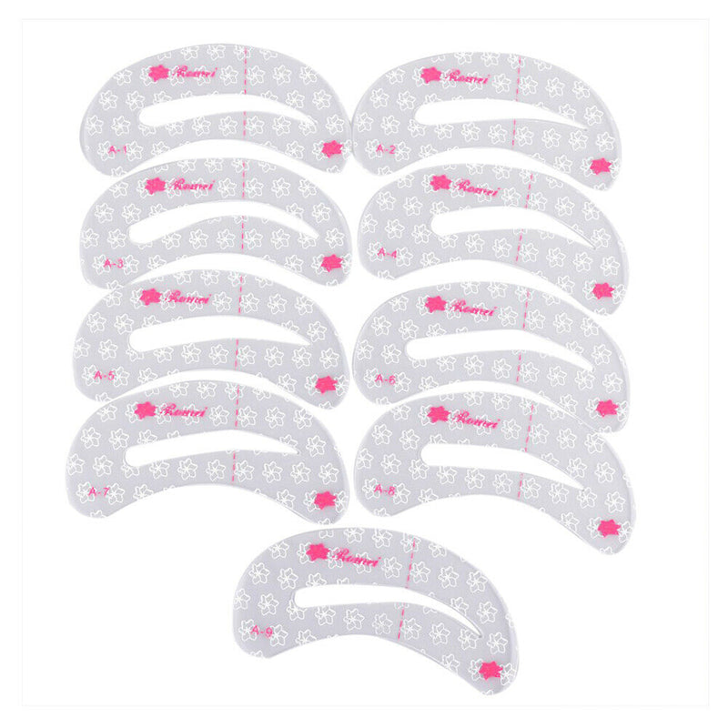 9pcs Reusable Eyebrow Stencil Tool Makeup Drawing Guide Thrush Card A