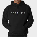 Friends Print Hoodies Unisex Long Sleeve Loose Casual Sweatshirts (Black M) A