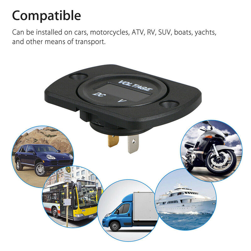 Durable Car Motorcycle Led Battery Gauge Digital Voltmeter Easy To Use 12-24V