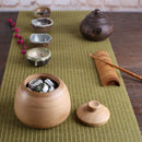 Natural Bamboo Tea Jar Seasoning Pepper Condiment Coffee Bowl with Lid