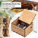 Retro Wooden Hand Cranked Birthday Music Box Gift Household Decor Ornament