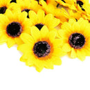 50Pcs Artificial Yellow Sunflower Heads 2.8 inch Fabric Floral For Home Dec