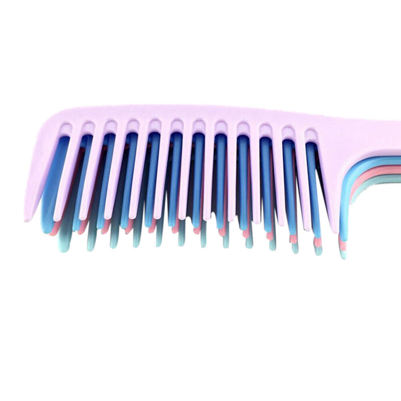 New  Wet Haircut Hair Comb Hairdressing Plastic Detangler Handle Wide-tooth C Cy
